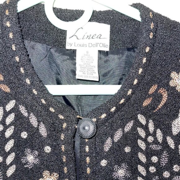 Linea by Louis Dell’Olio Vintage Womens Embroidered Sweater Jacket Size Small Bl - Picture 4 of 11